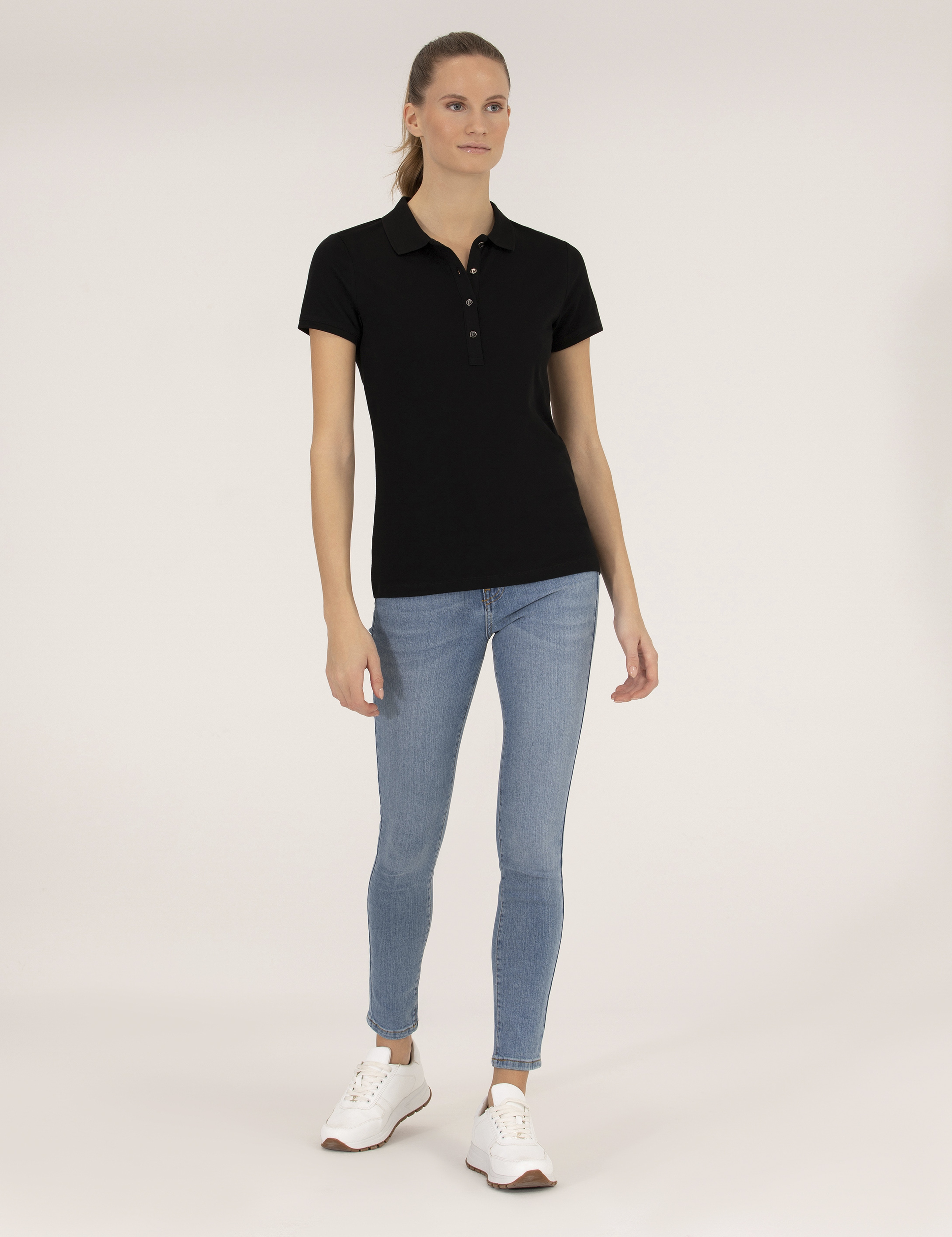 Siyah Polo Yaka Slim Fit Tişört - Image 4