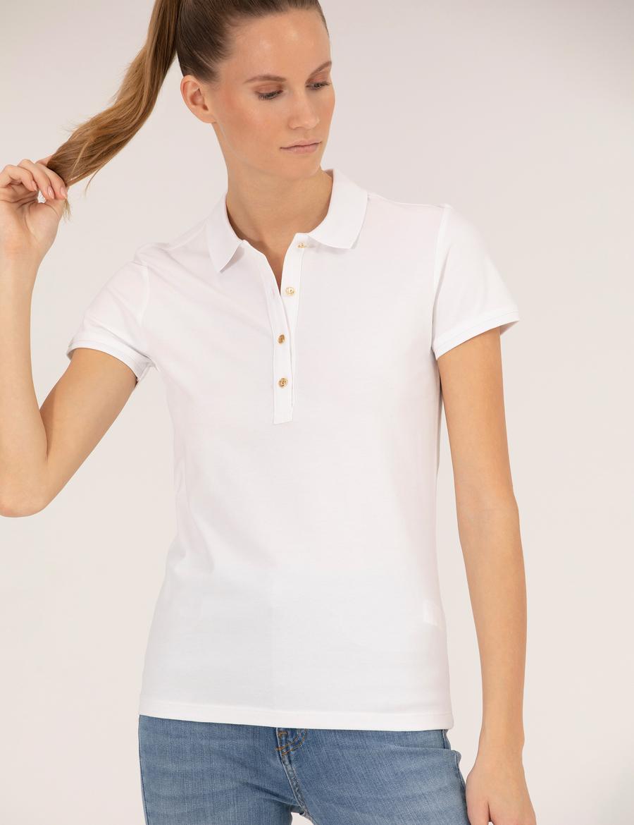 Beyaz Polo Yaka Slim Fit Tişört