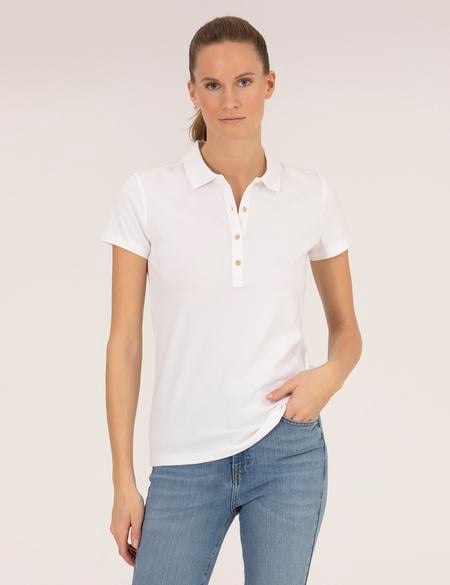 Beyaz Polo Yaka Slim Fit Tişört - 50273064011