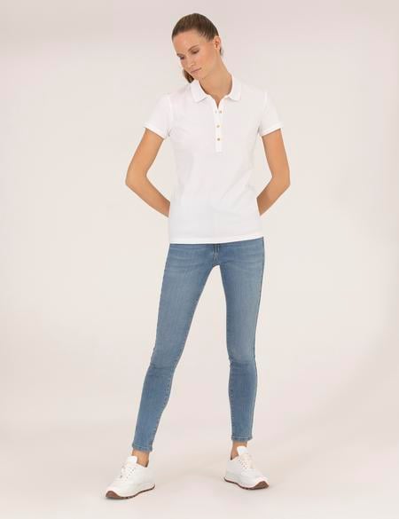 Beyaz Polo Yaka Slim Fit Tişört - 50273064011