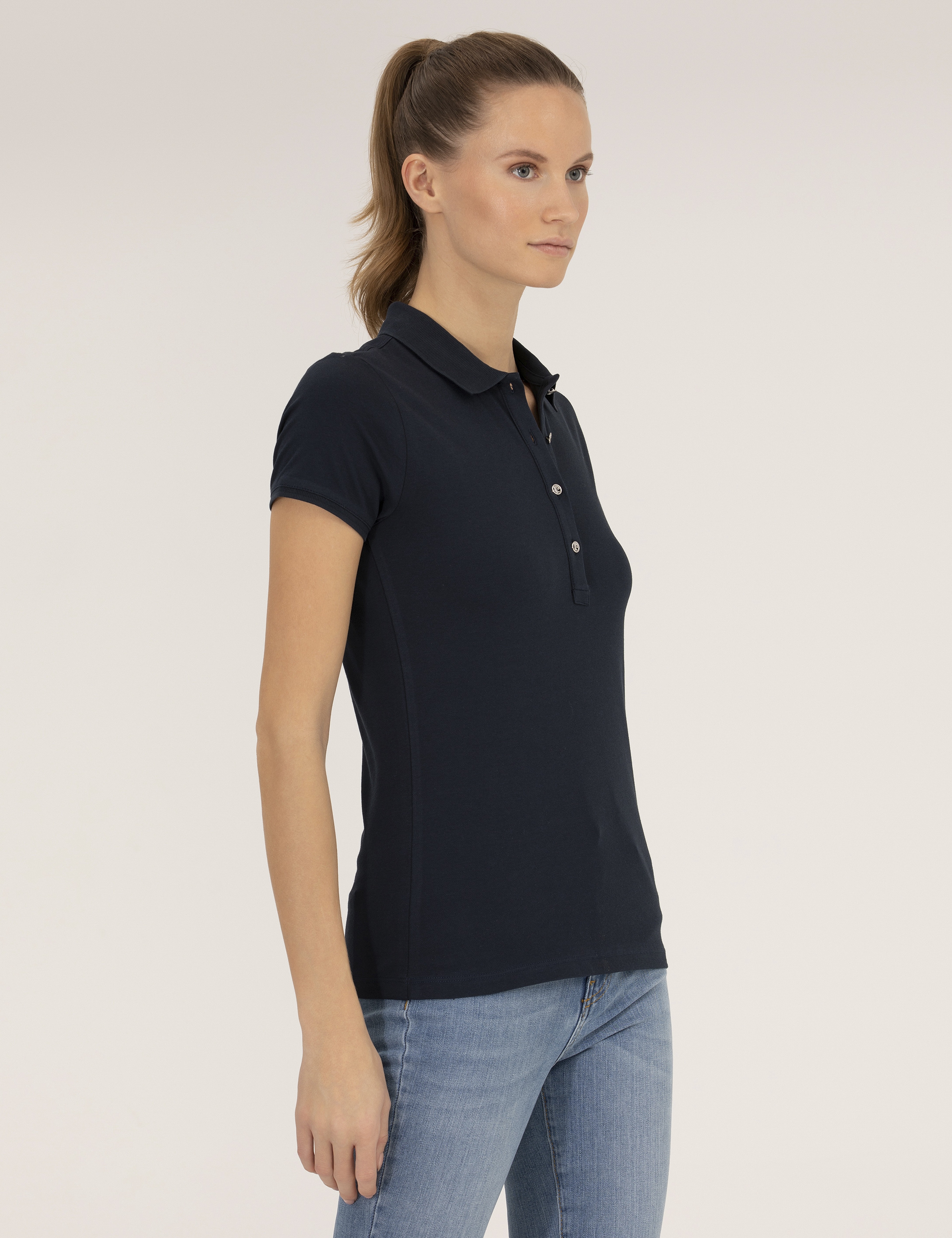 Lacivert Polo Yaka Slim Fit Tişört - Image 1