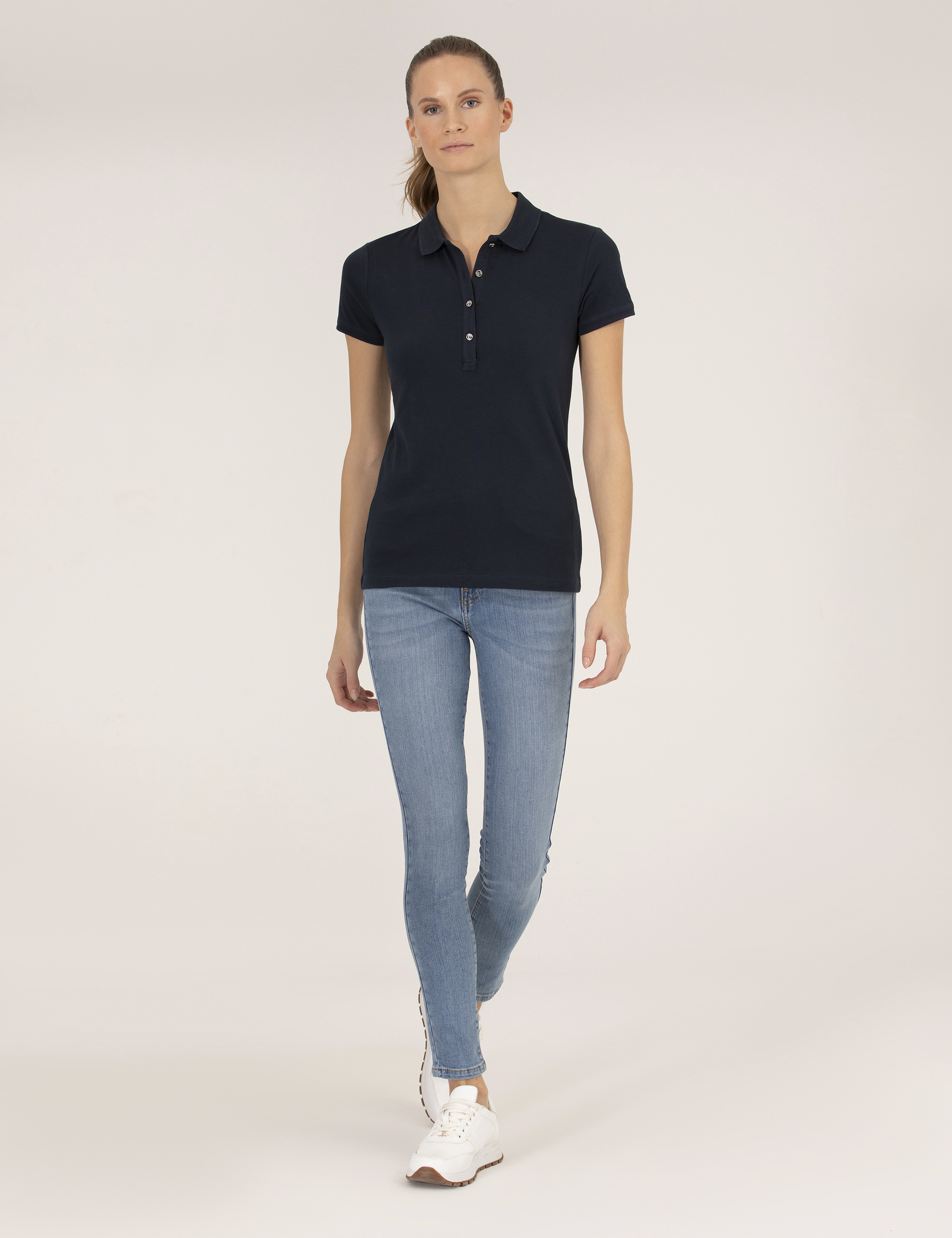 Lacivert Polo Yaka Slim Fit Tişört - Image 4
