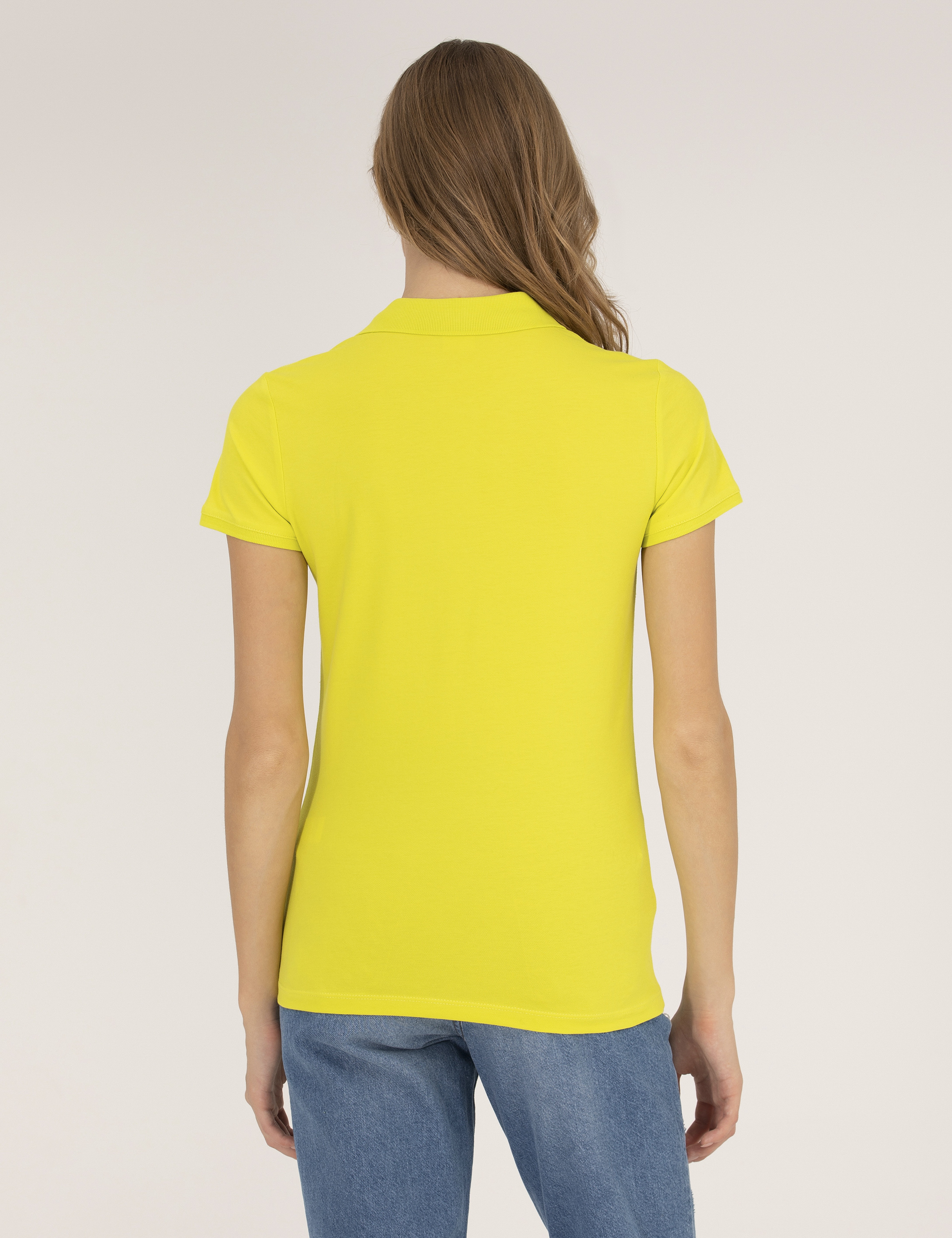 Sarı Polo Yaka Slim Fit Tişört - Image 5