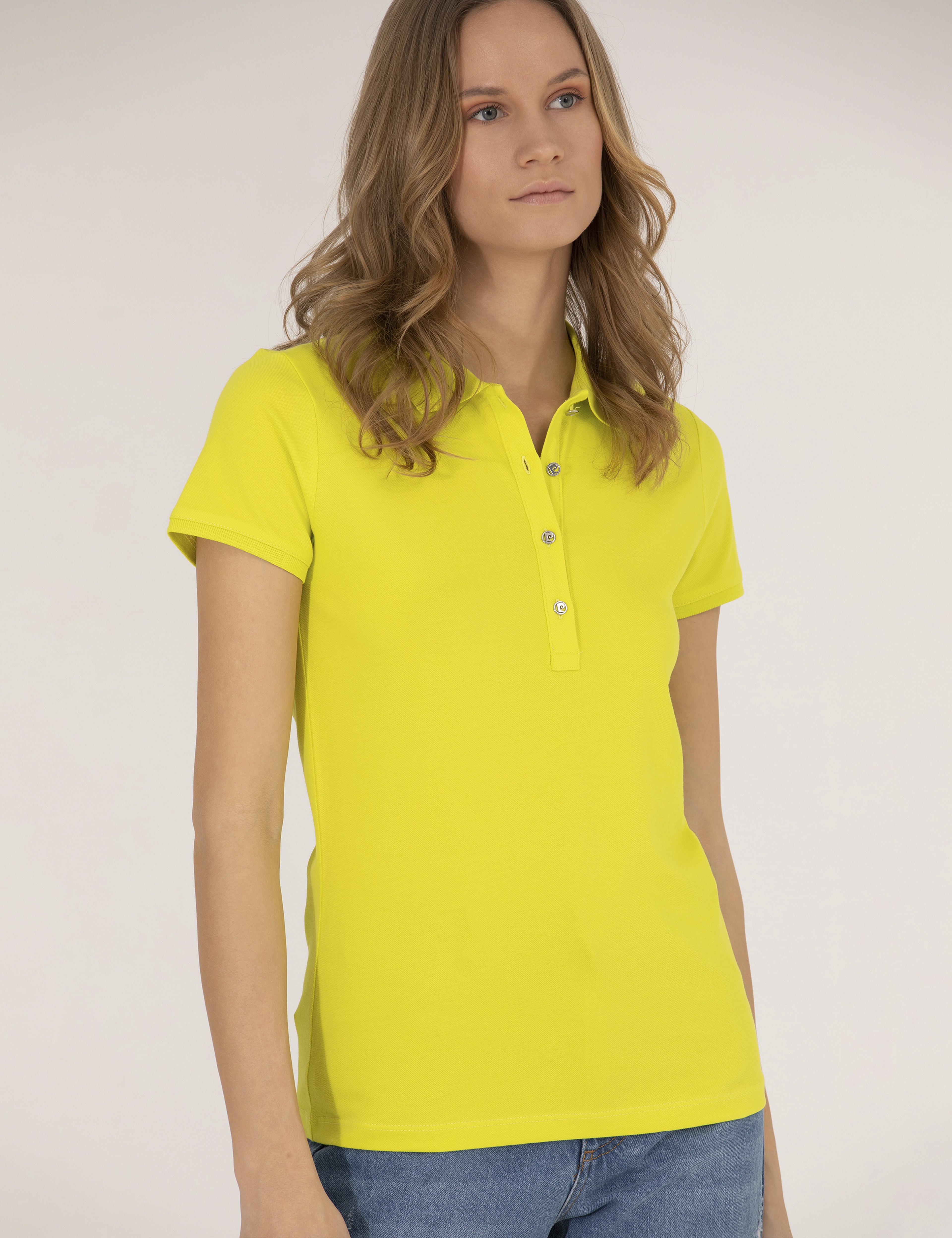 Sarı Polo Yaka Slim Fit Tişört - Image 2