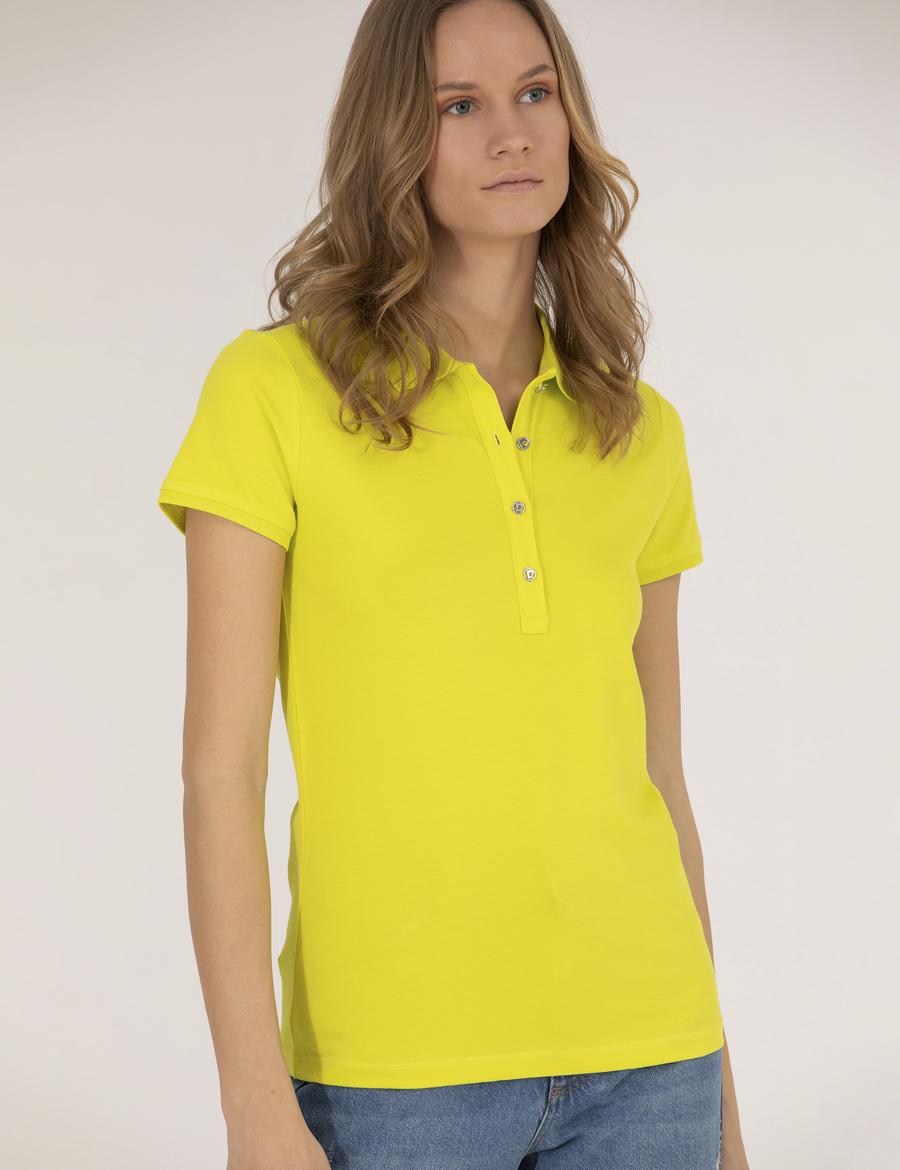 Sarı Polo Yaka Slim Fit Tişört