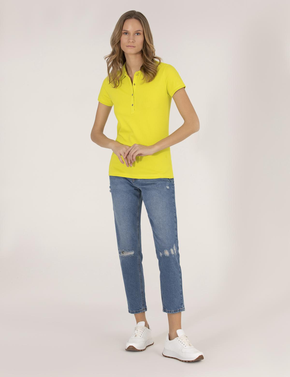 Sarı Polo Yaka Slim Fit Tişört - 50273064026