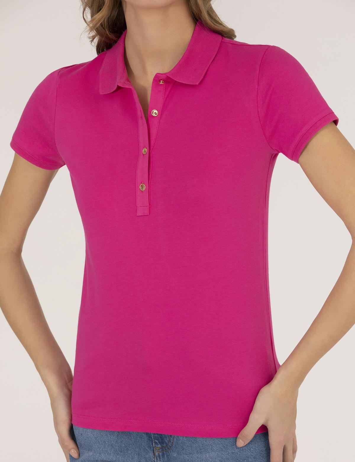 Fuşya Polo Yaka Slim Fit Tişört - 50273064035