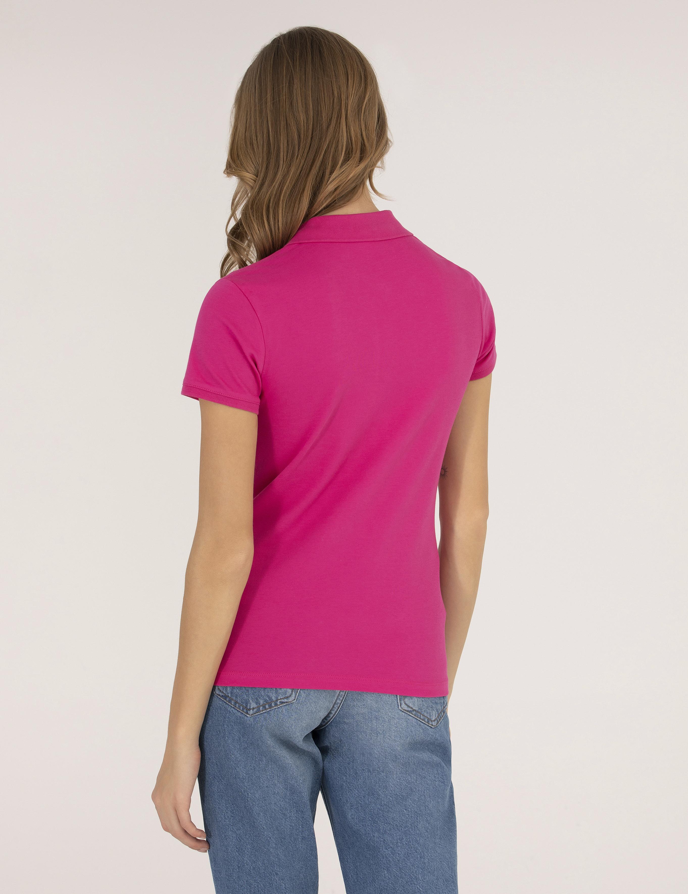 Fuşya Polo Yaka Slim Fit Tişört