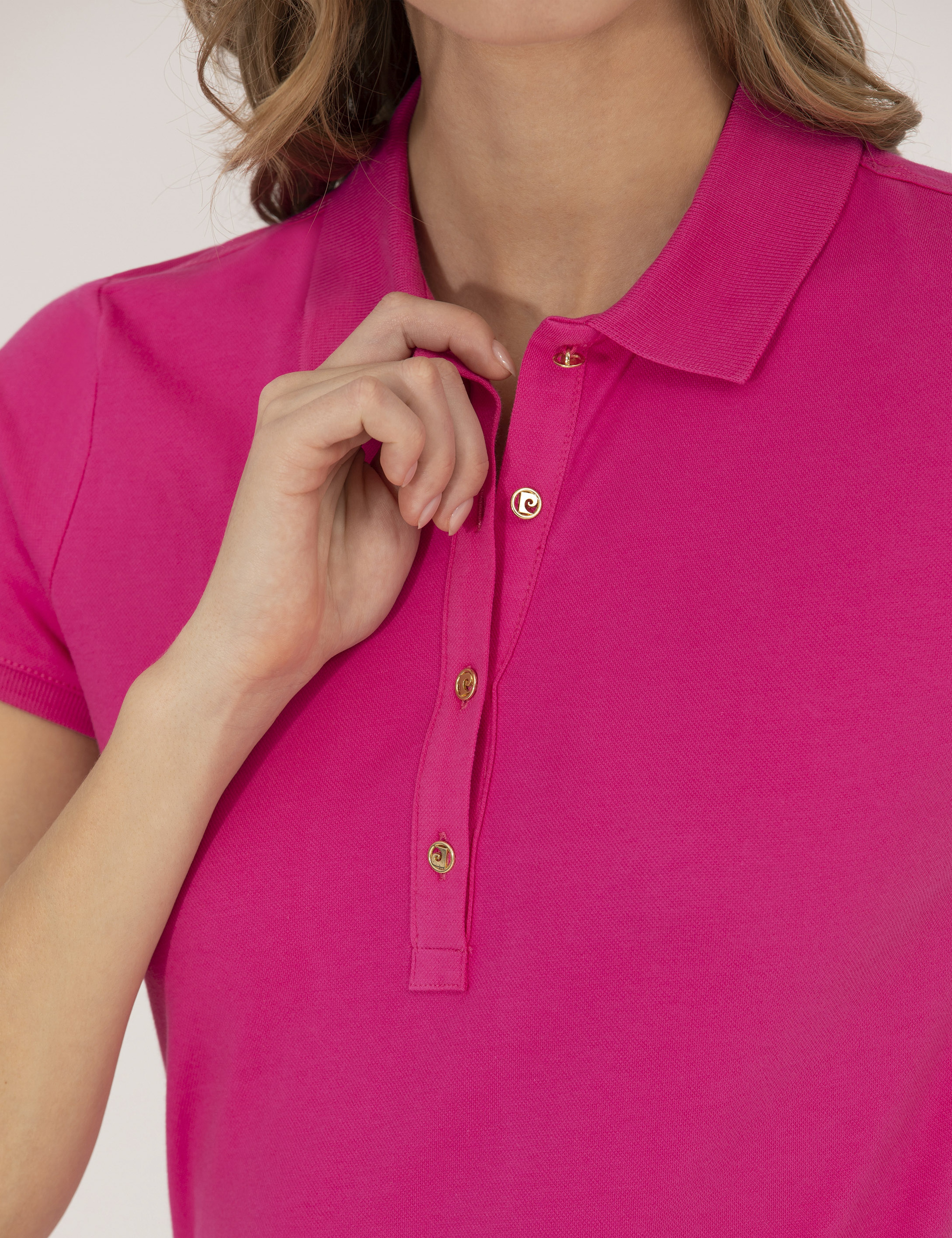 Fuşya Polo Yaka Slim Fit Tişört - Image 7