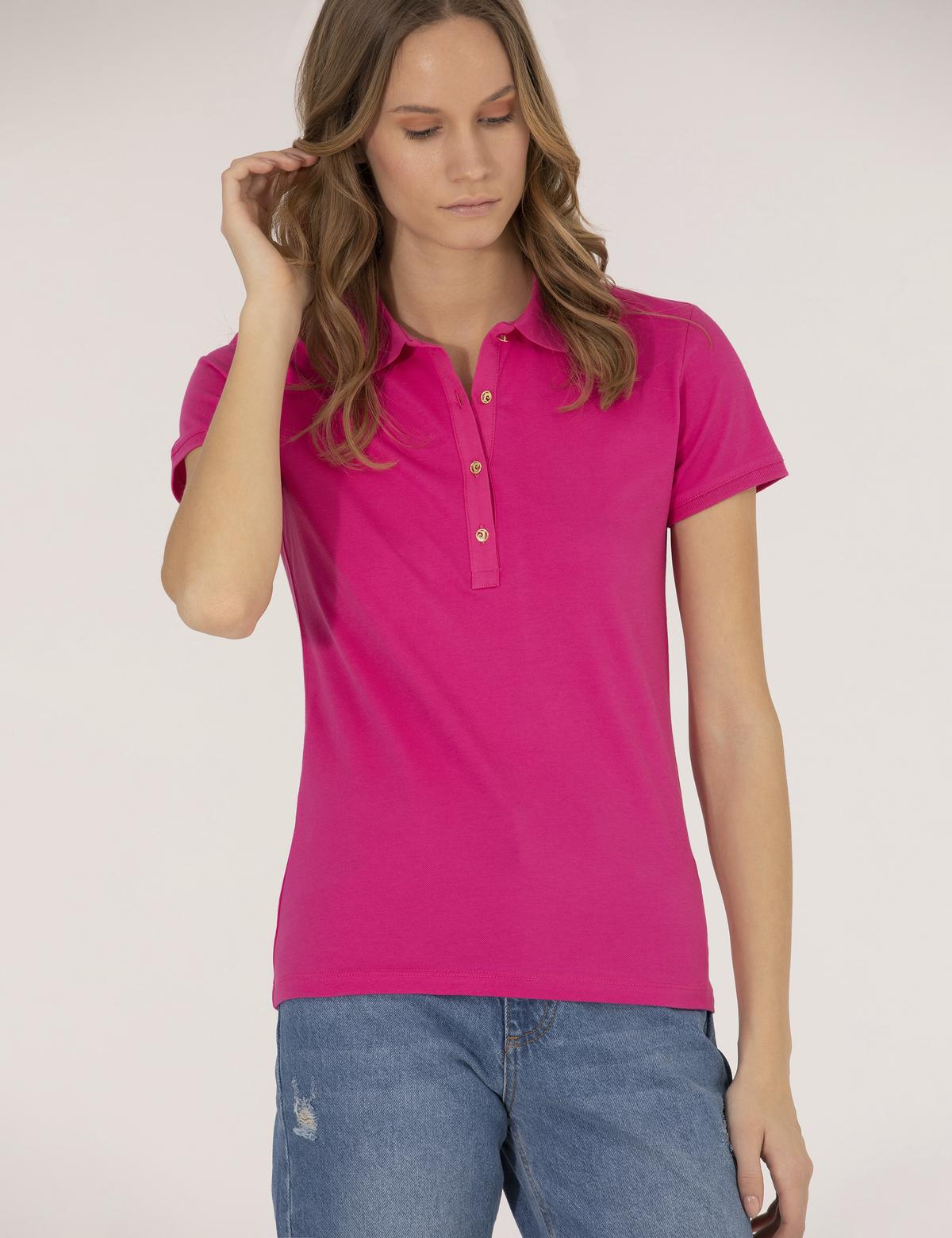 Fuşya Polo Yaka Slim Fit Tişört - 50273064035