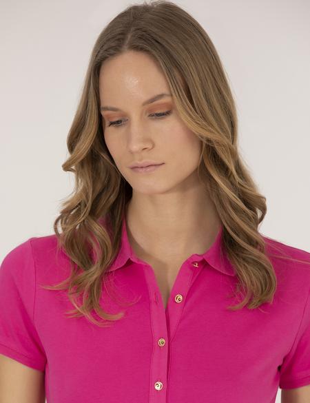 Fuşya Polo Yaka Slim Fit Tişört - 50273064035