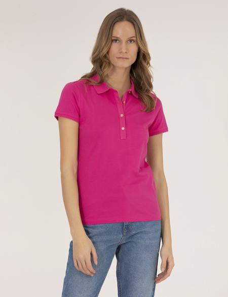 Fuşya Polo Yaka Slim Fit Tişört - 50273064035
