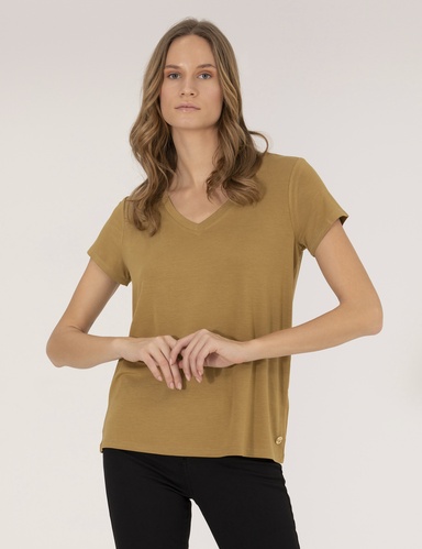 Yeşil Comfort Fit Basic Tişört