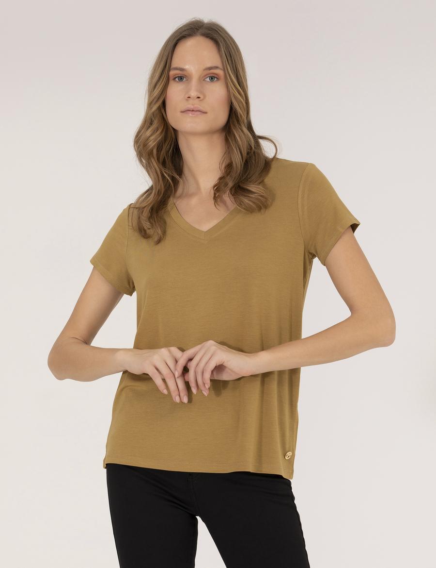 Yeşil Comfort Fit Basic Tişört