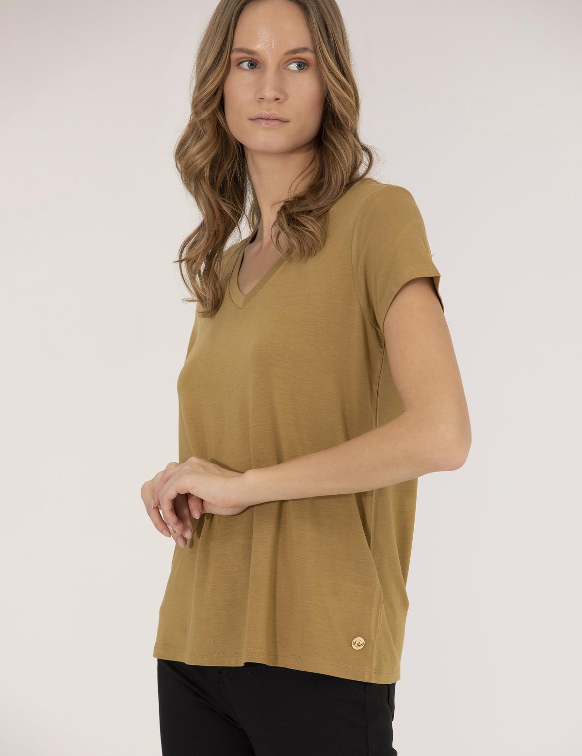 Yeşil Comfort Fit Basic Tişört - 50269345052