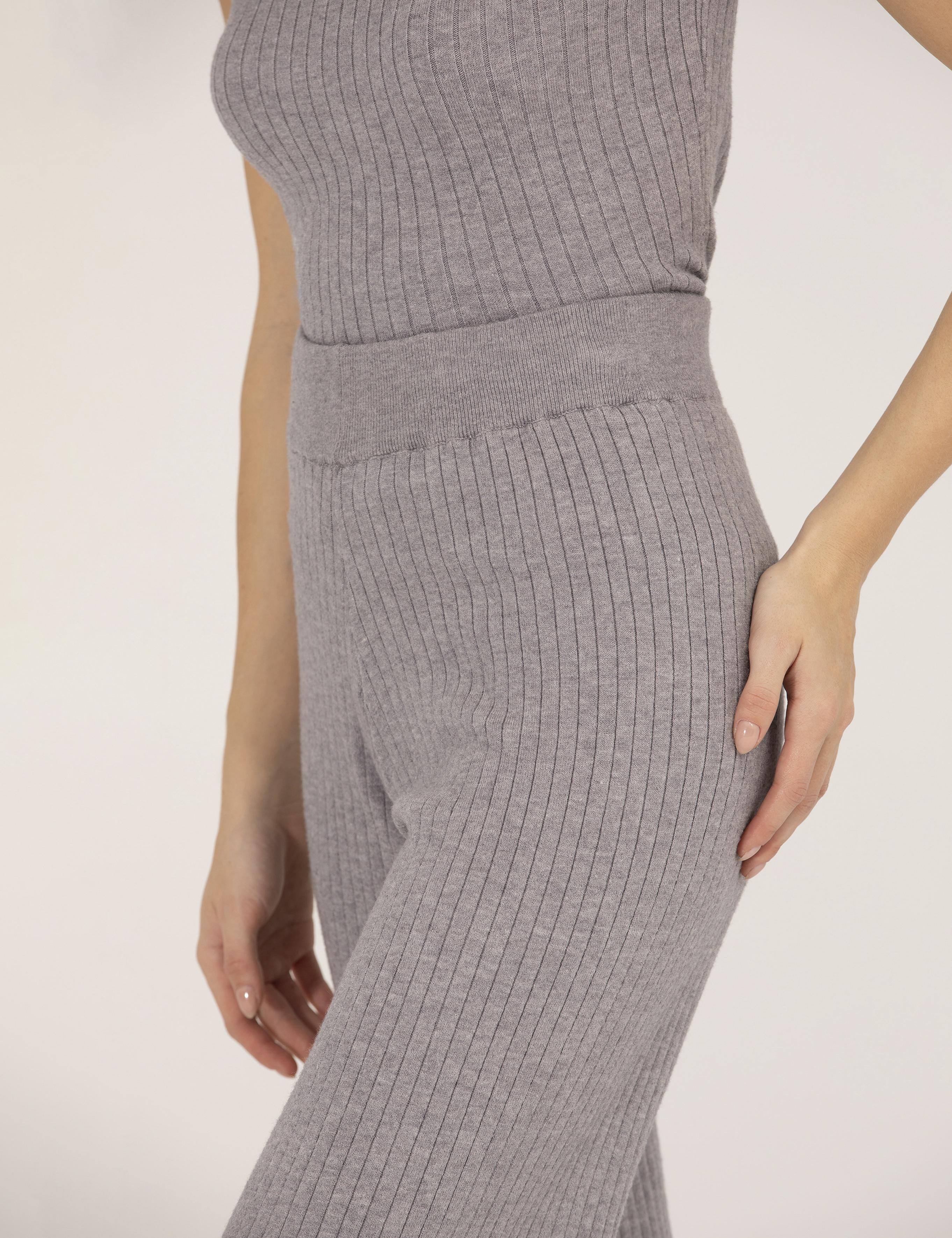 Gri Melanj Loose Fit Triko Pantolon