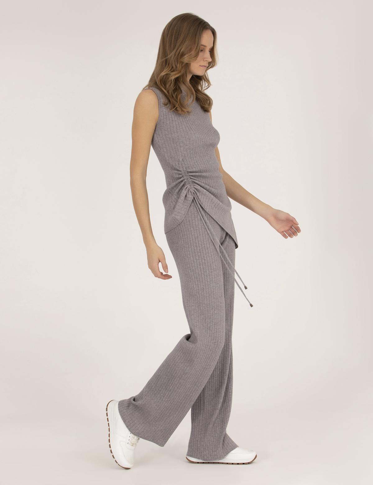 Gri Melanj Loose Fit Triko Pantolon - 50275752003