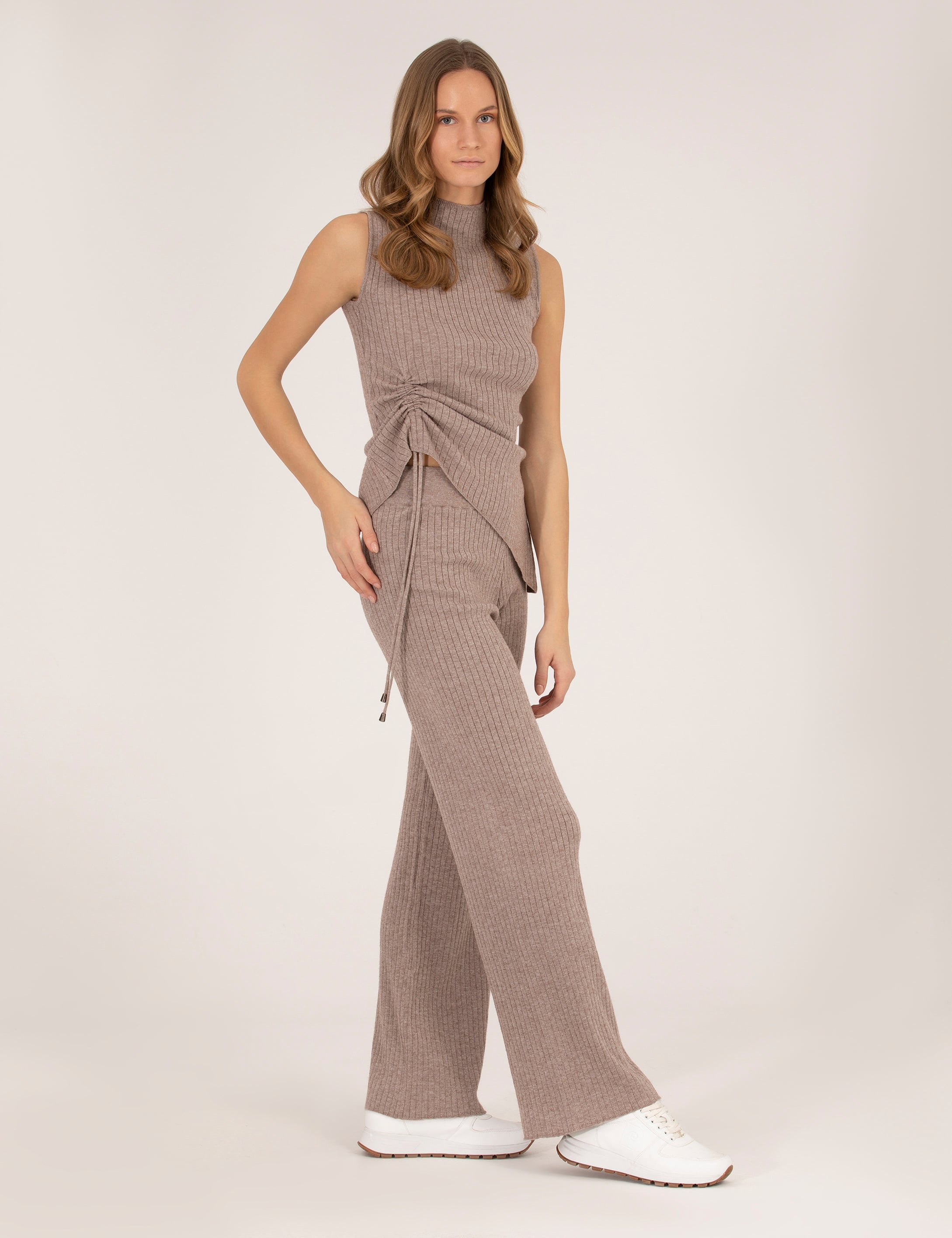 Vizon Melanj Loose Fit Triko Pantolon