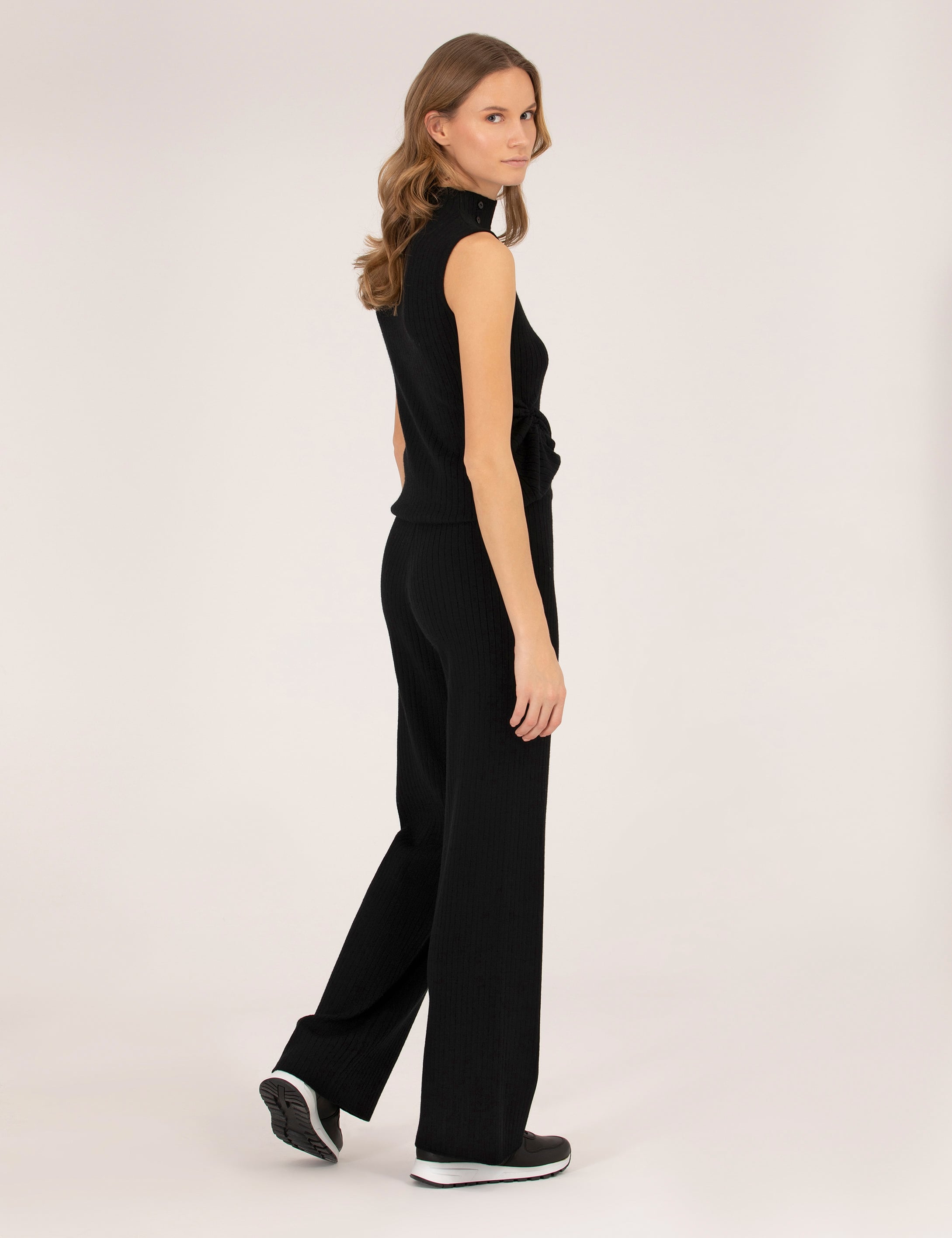 Siyah Loose Fit Triko Pantolon