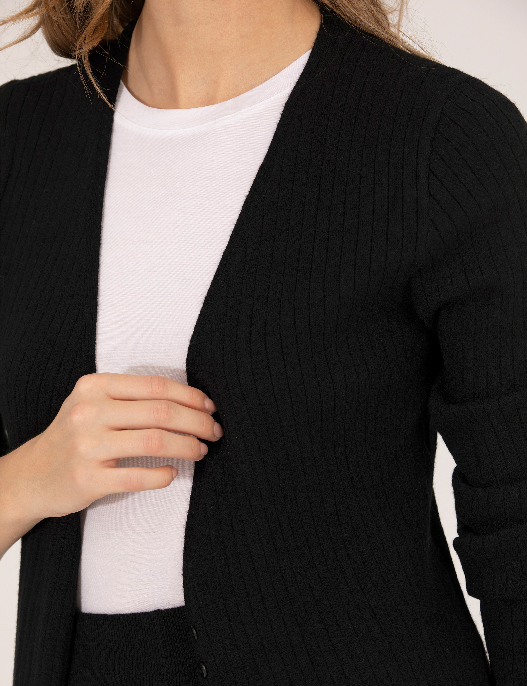 Siyah Comfort Fit Triko Hırka - Image 7