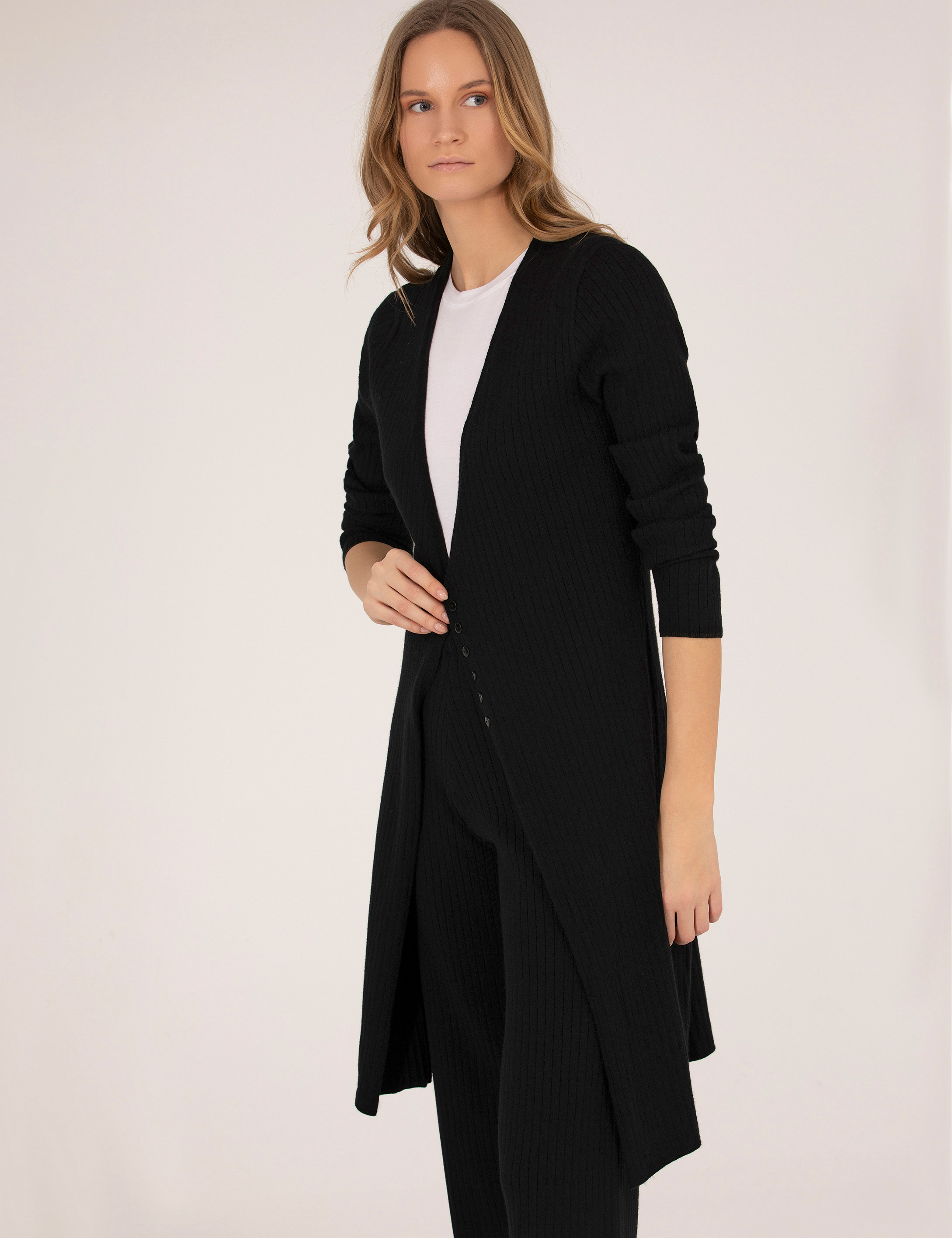 Siyah Comfort Fit Triko Hırka - Image 2