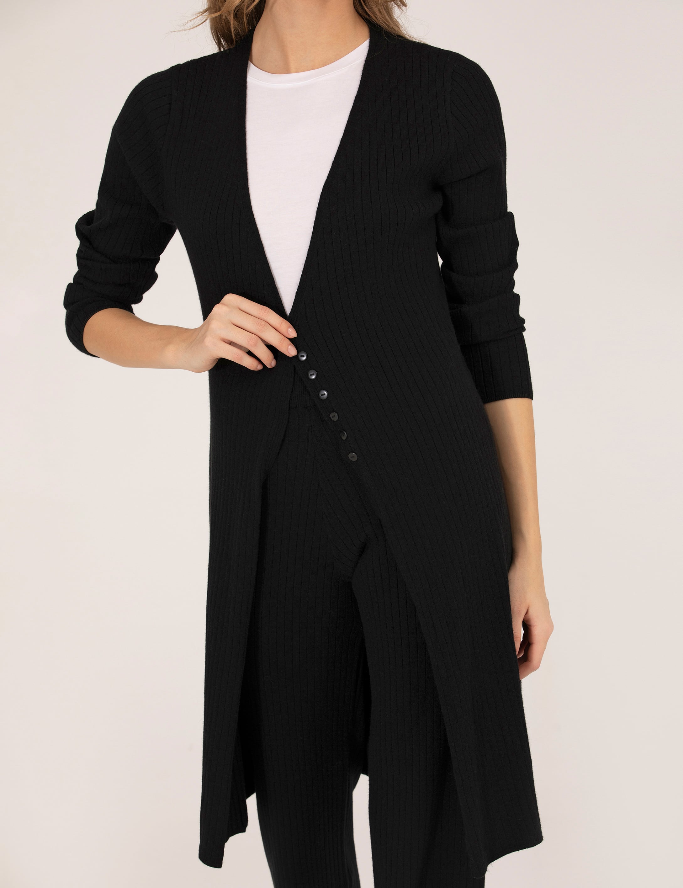 Siyah Comfort Fit Triko Hırka