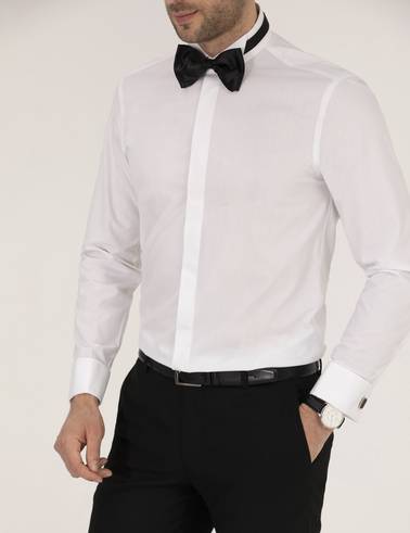 Beyaz Slim Fit Smokin Gömlek