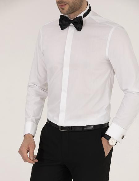 Beyaz Slim Fit Smokin Gömlek - 50236035001