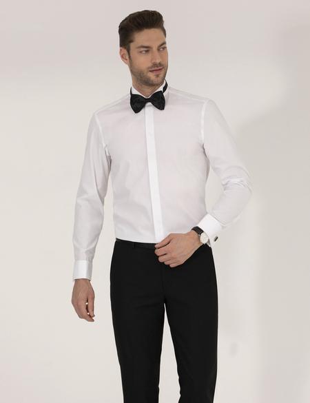 Beyaz Slim Fit Smokin Gömlek - 50236035001