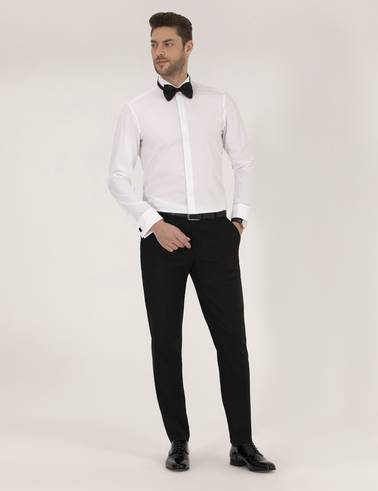 Beyaz Slim Fit Smokin Gömlek