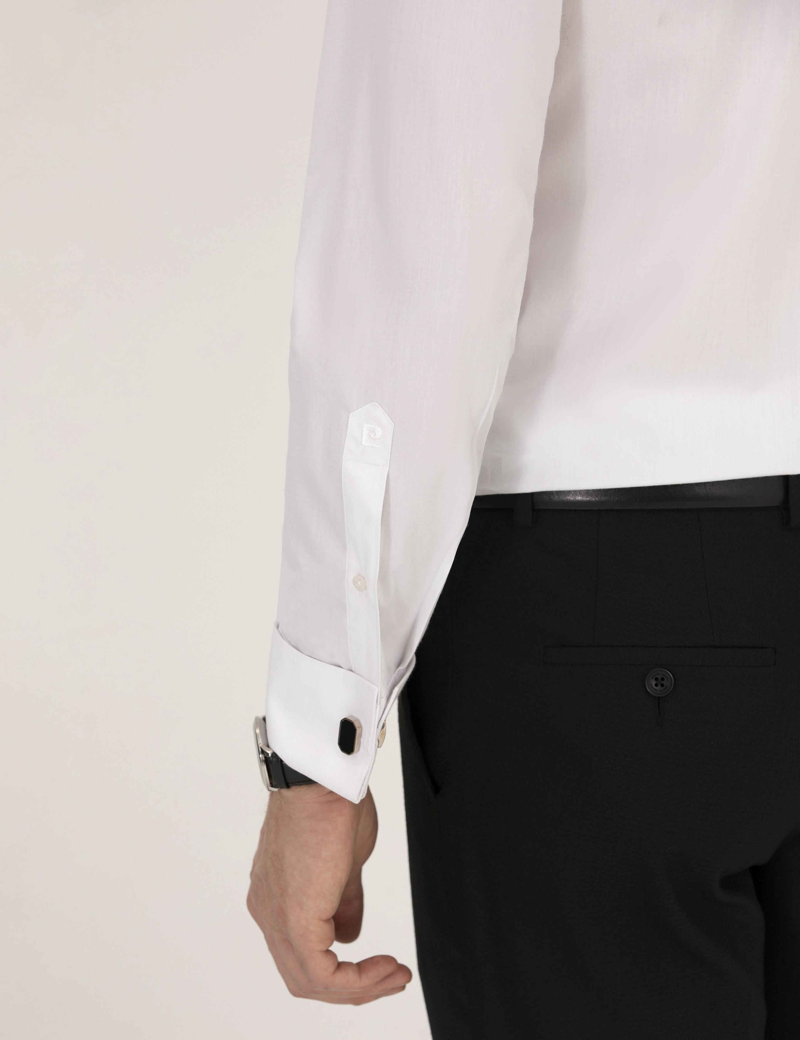 Beyaz Slim Fit Smokin Gömlek