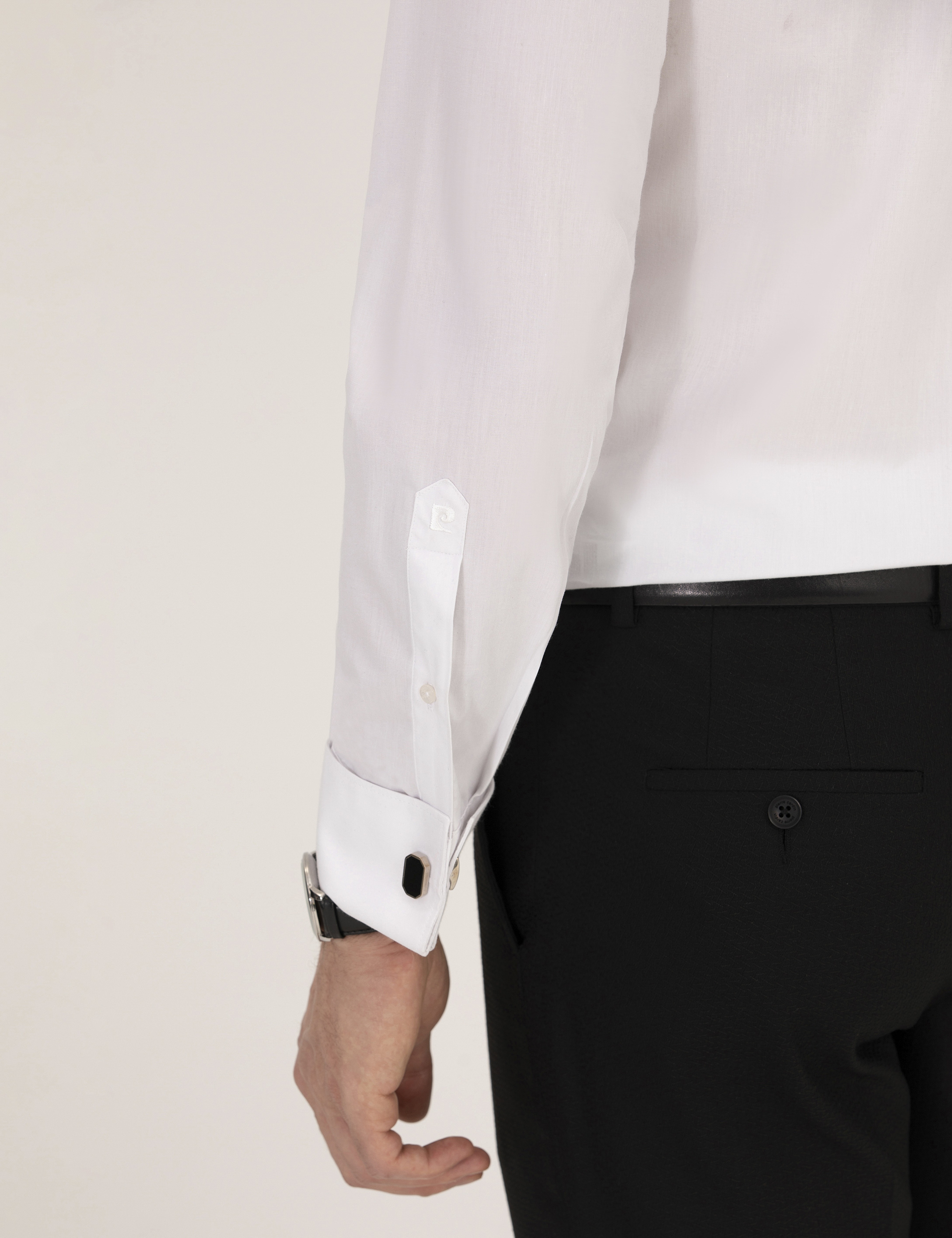Beyaz Slim Fit Smokin Gömlek - Image 7