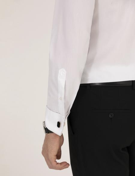 Beyaz Slim Fit Smokin Gömlek - 50236035001