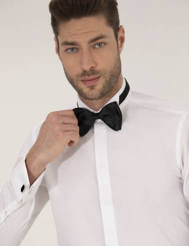 Beyaz Slim Fit Smokin Gömlek