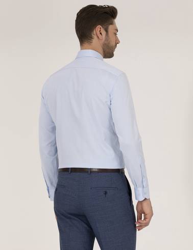Açık Mavi Slim Fit Uzun Kollu Klasik Gömlek