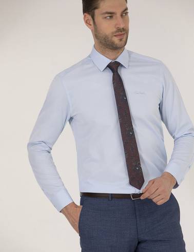 Açık Mavi Slim Fit Uzun Kollu Klasik Gömlek