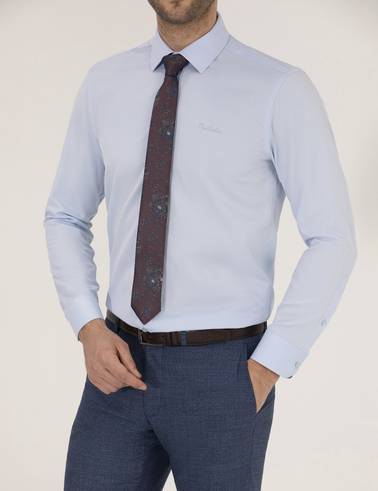 Açık Mavi Slim Fit Uzun Kollu Klasik Gömlek