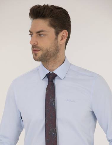 Açık Mavi Slim Fit Uzun Kollu Klasik Gömlek