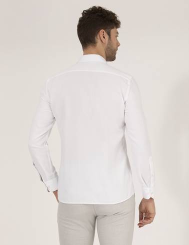 Beyaz Slim Fit Uzun Kollu Gömlek