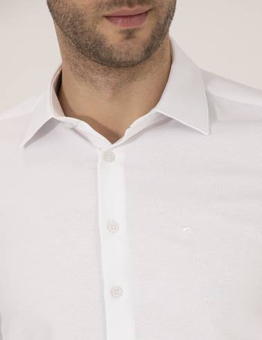 Beyaz Slim Fit Uzun Kollu Gömlek