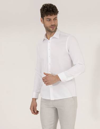 Beyaz Slim Fit Uzun Kollu Gömlek