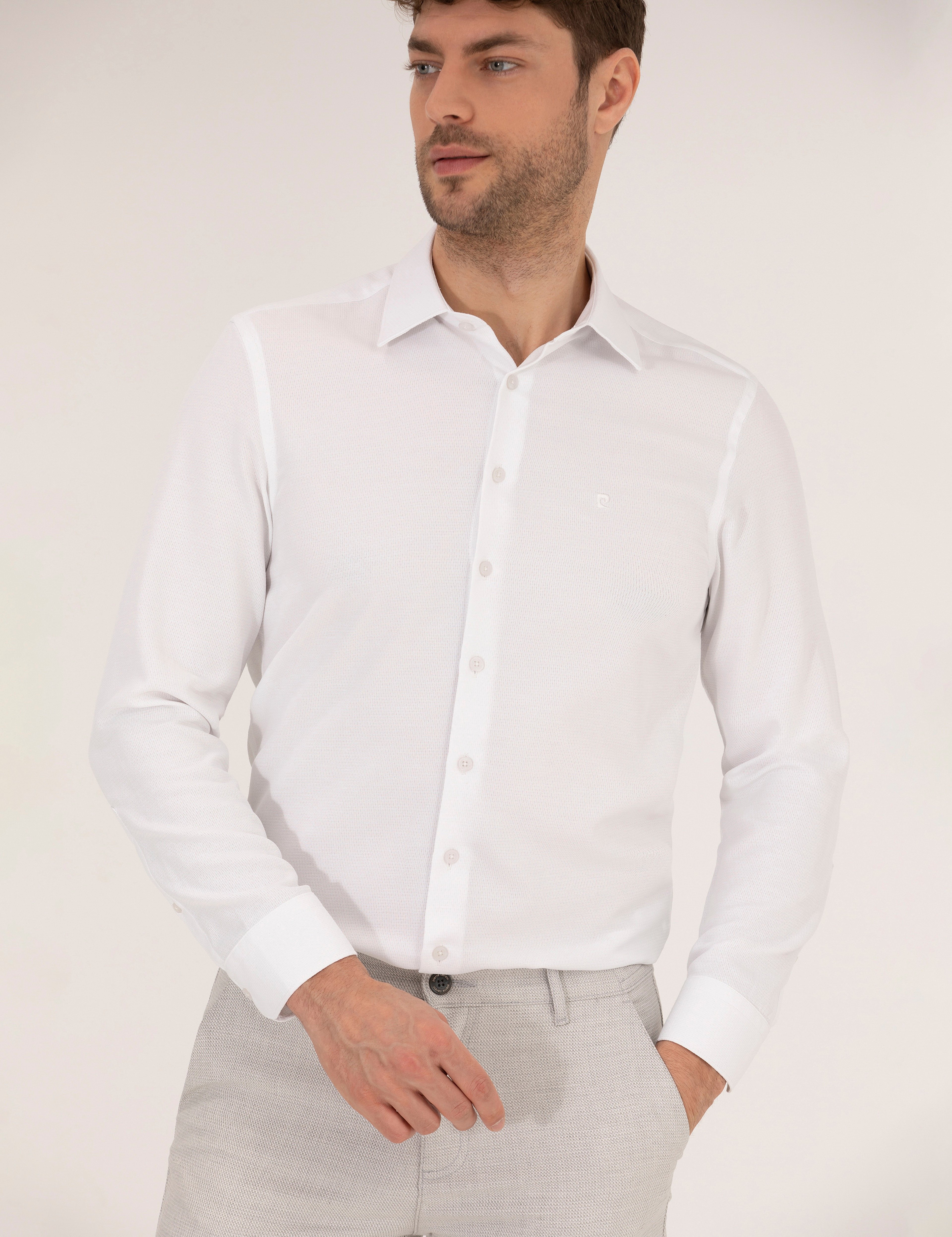 Beyaz Slim Fit Uzun Kollu Gömlek - Image 2
