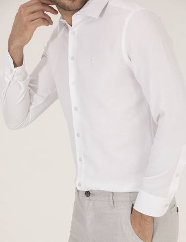 Beyaz Slim Fit Uzun Kollu Gömlek