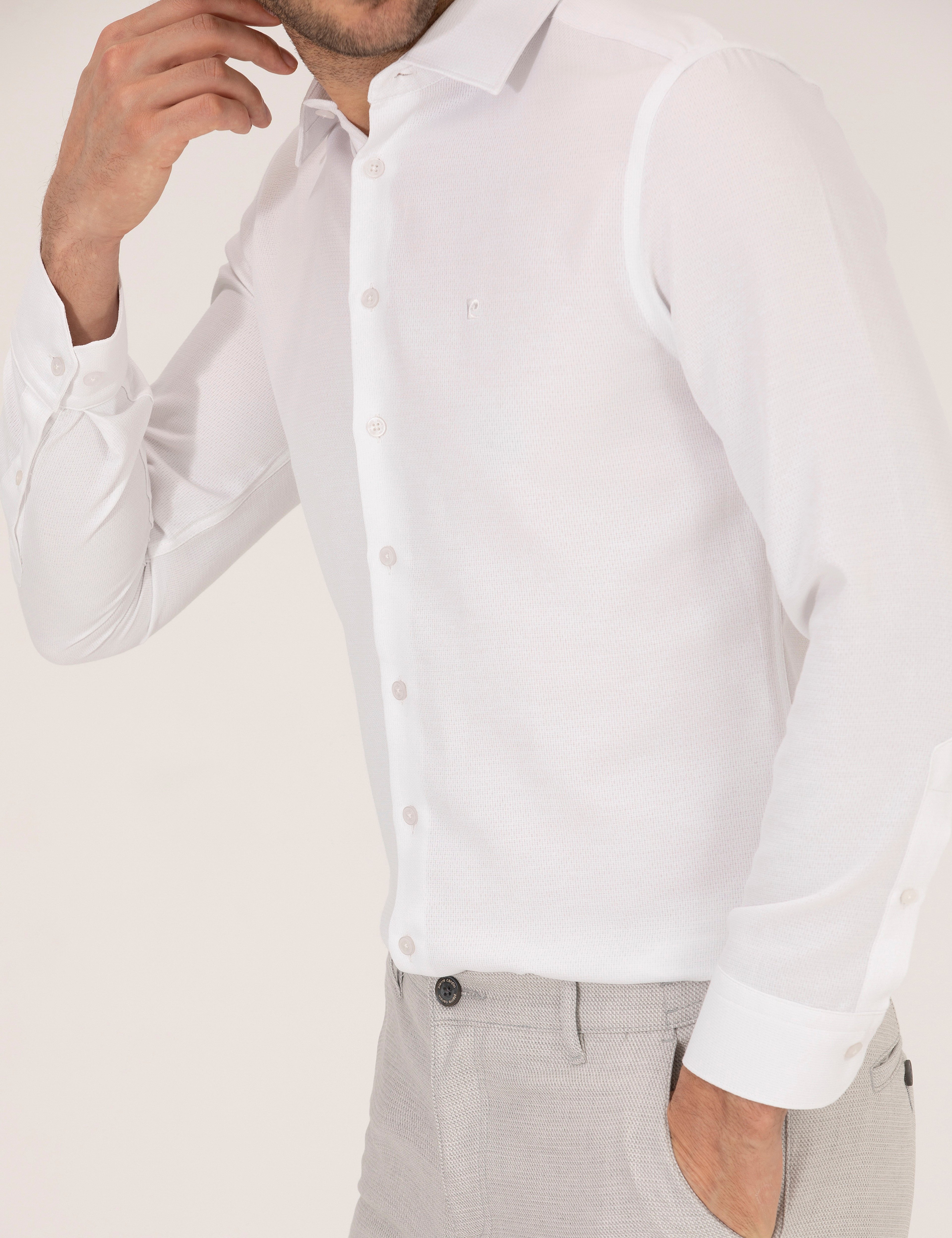 Beyaz Slim Fit Uzun Kollu Gömlek - Image 6
