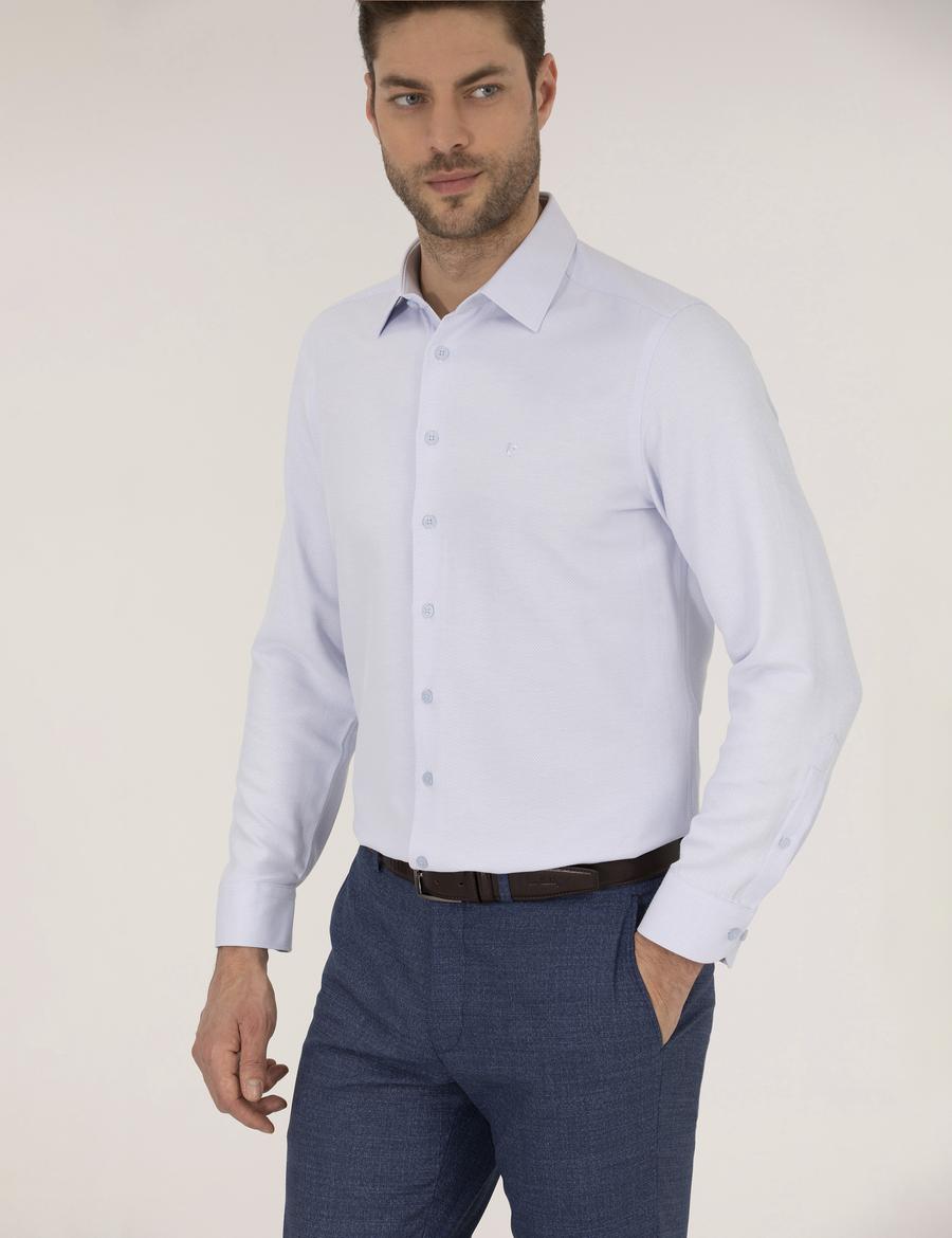 Açık Mavi Slim Fit Uzun Kollu Gömlek