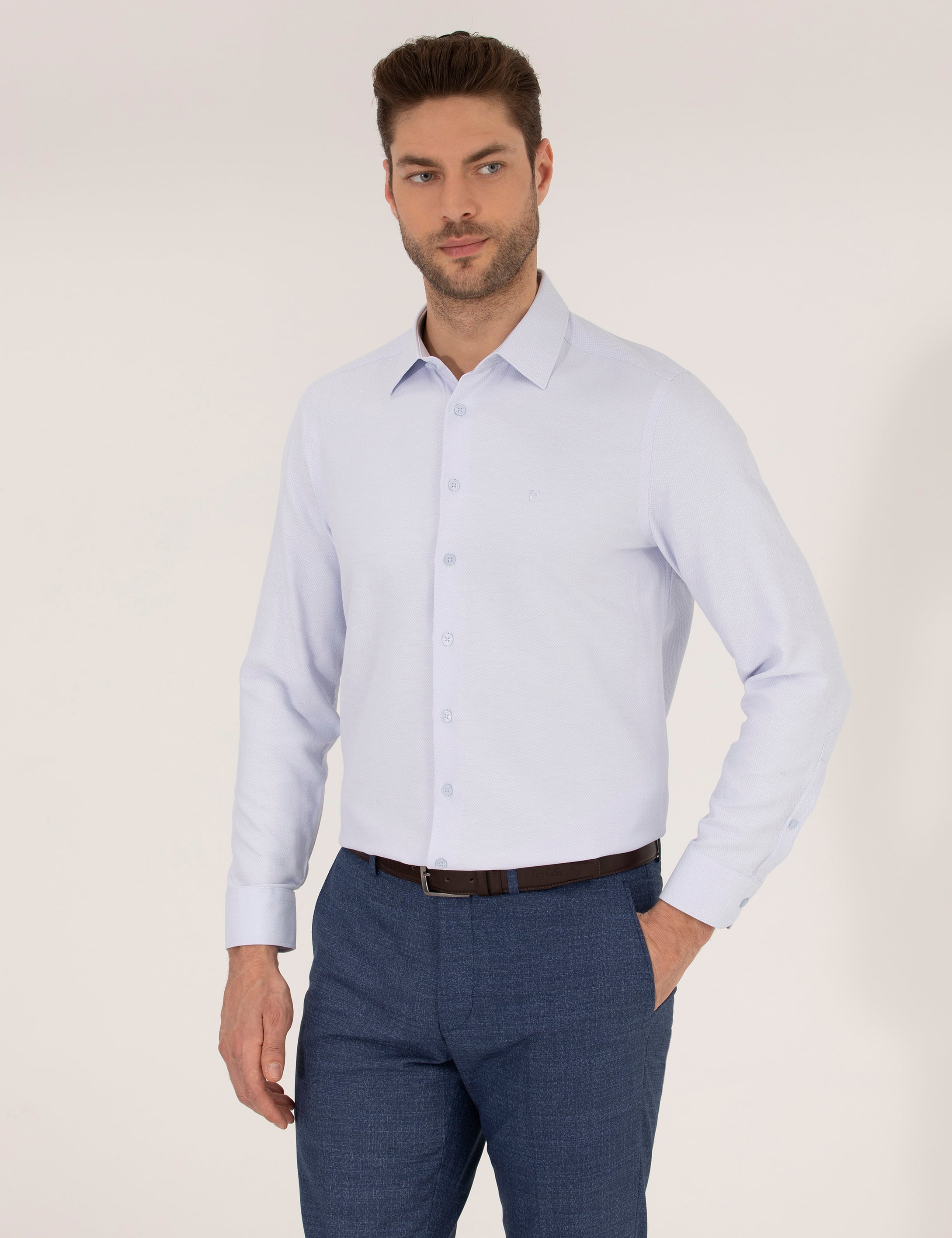 Açık Mavi Slim Fit Uzun Kollu Gömlek