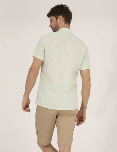 Yeşil Regular Fit Kısa Kollu Gömlek