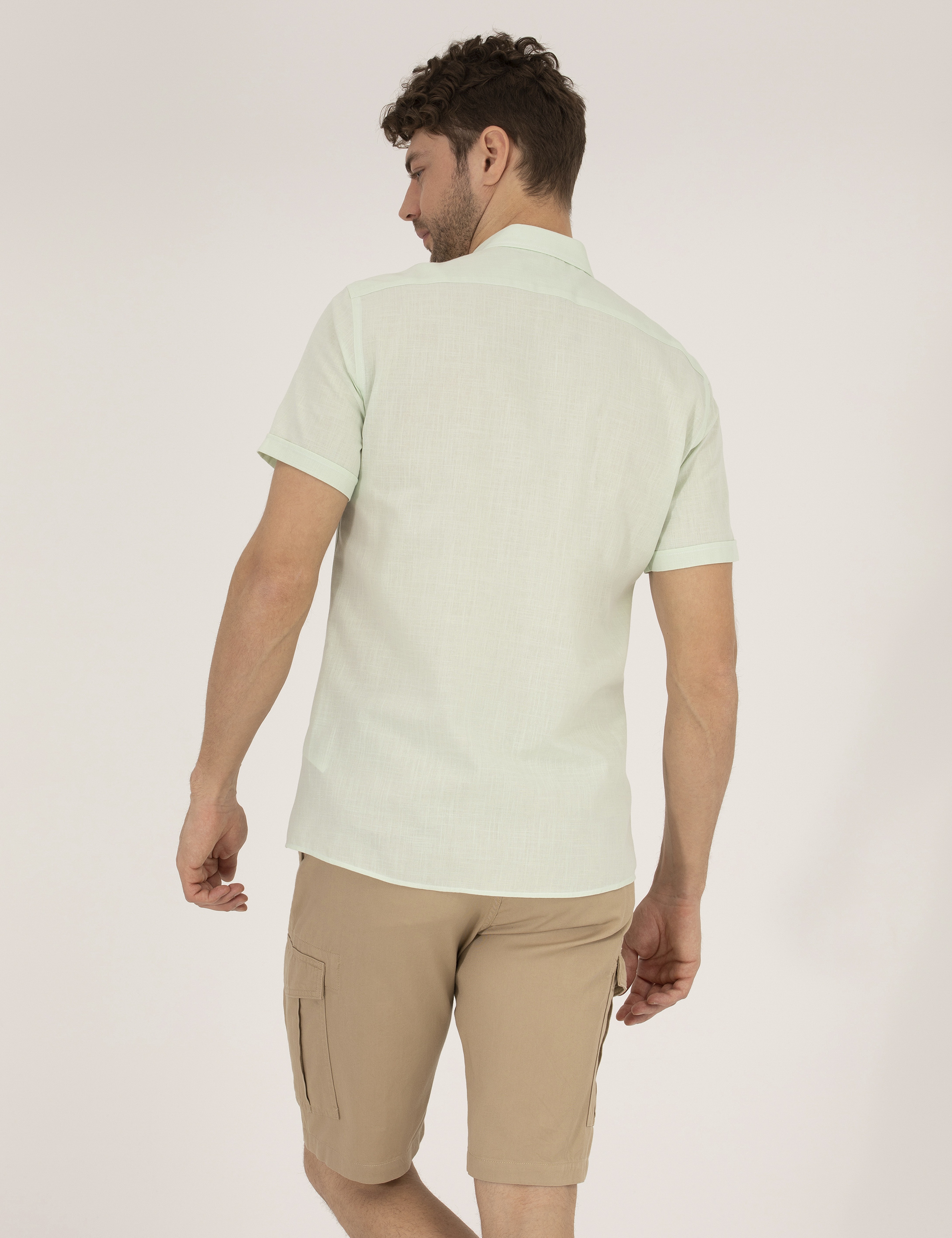 Yeşil Regular Fit Kısa Kollu Gömlek - Image 5