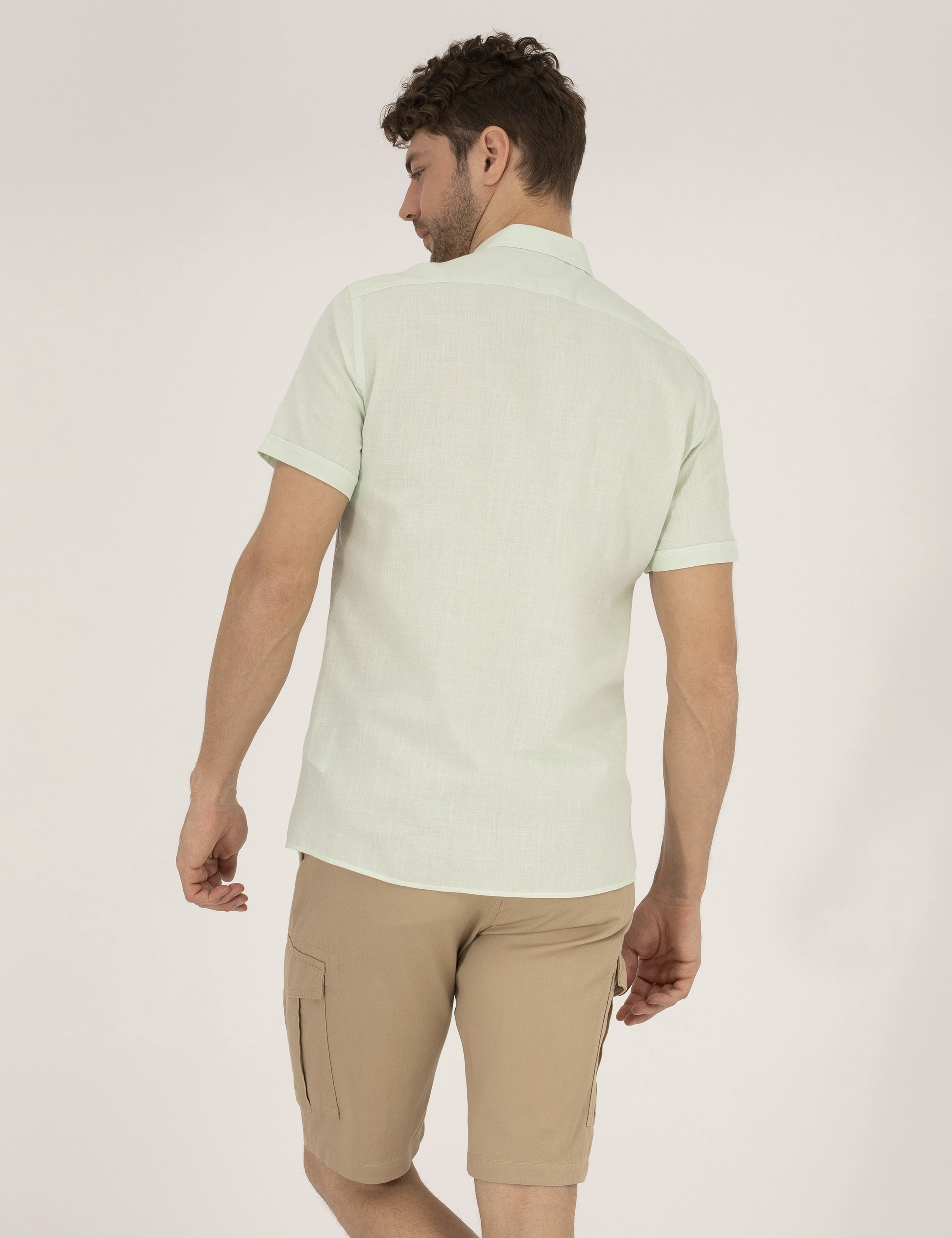 Yeşil Regular Fit Kısa Kollu Gömlek