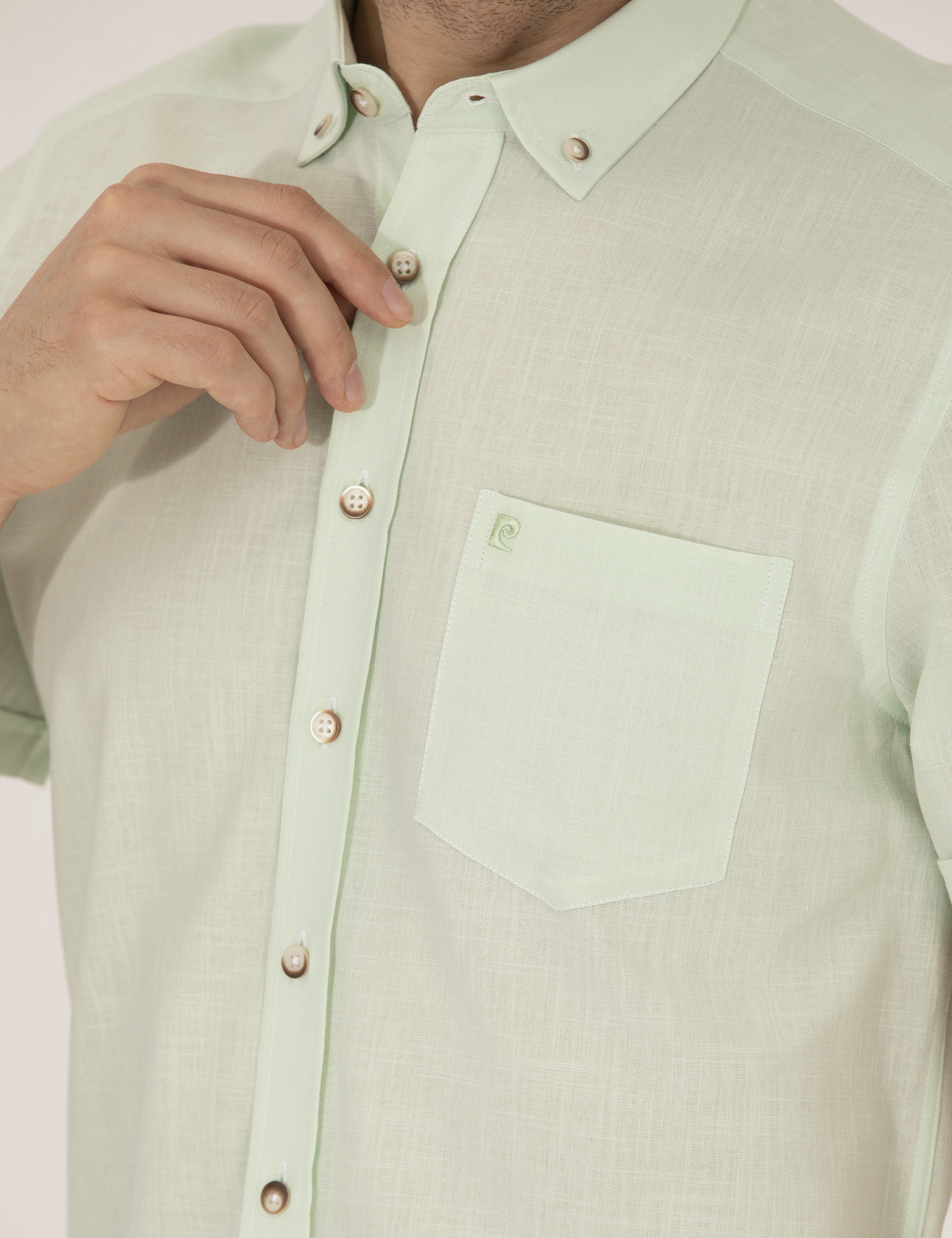 Yeşil Regular Fit Kısa Kollu Gömlek - Image 7